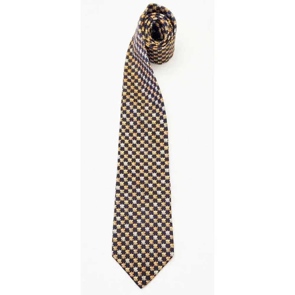 Salvatore Ferragamo Mens Puppy Dogs Puppies Navy 100% Silk Neck Tie Made Italy